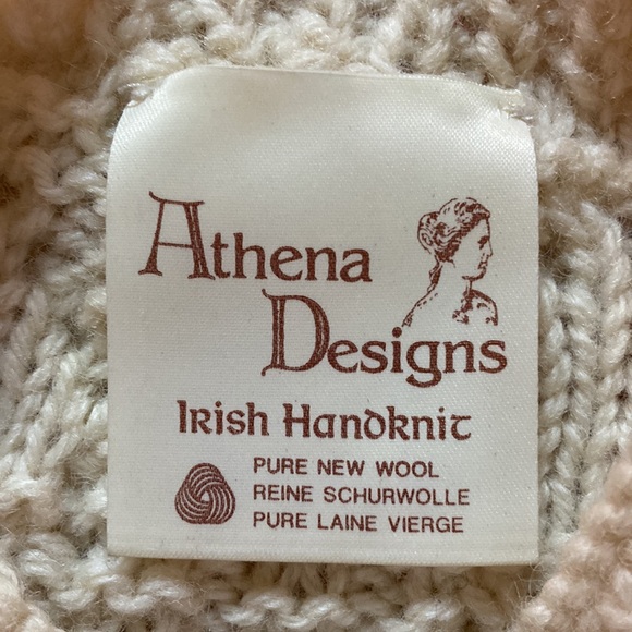 Athena Designs Irish HandKnit Pure New Wool, Unisex Fisherman’s Cable/Popcorn OS - Picture 5 of 7